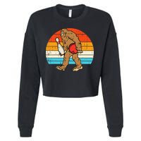 Bigfoot Sasquatch Bowling Retro Bowler Team Cropped Pullover Crew