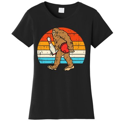 Bigfoot Sasquatch Bowling Retro Bowler Team Women's T-Shirt