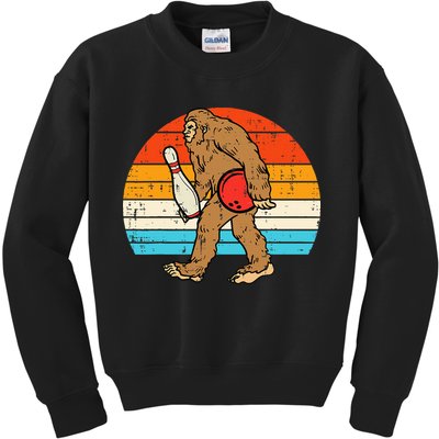 Bigfoot Sasquatch Bowling Retro Bowler Team Kids Sweatshirt