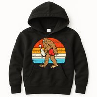 Bigfoot Sasquatch Bowling Retro Bowler Team Kids Hoodie