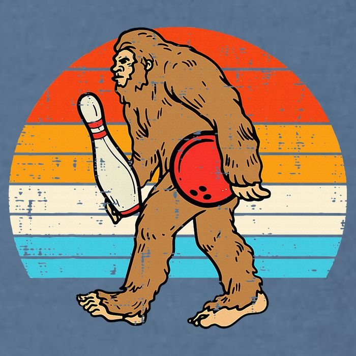 Bigfoot Sasquatch Bowling Retro Bowler Team Garment-Dyed Sweatshirt