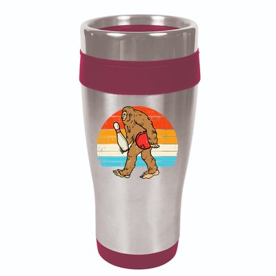 Bigfoot Sasquatch Bowling Retro Bowler Team 16oz Travel Tumbler