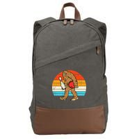 Bigfoot Sasquatch Bowling Retro Bowler Team Cotton Canvas Backpack