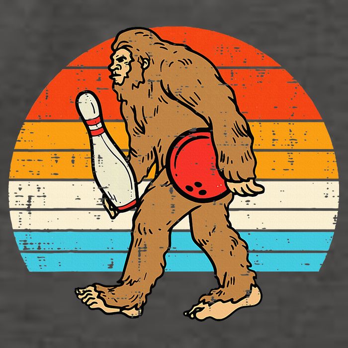 Bigfoot Sasquatch Bowling Retro Bowler Team Vector Backpack