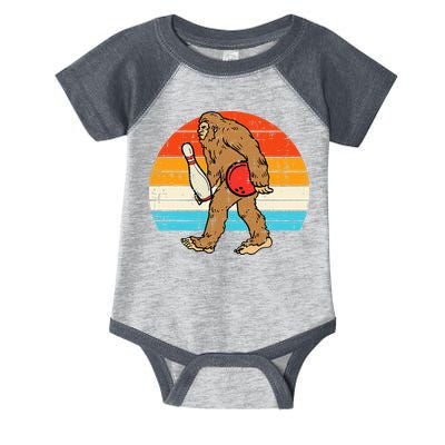 Bigfoot Sasquatch Bowling Retro Bowler Team Infant Baby Jersey Bodysuit