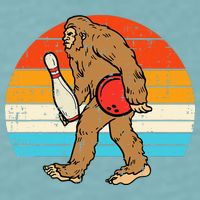 Bigfoot Sasquatch Bowling Retro Bowler Team Sueded Cloud Jersey T-Shirt