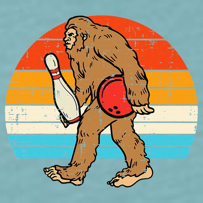 Bigfoot Sasquatch Bowling Retro Bowler Team Sueded Cloud Jersey T-Shirt