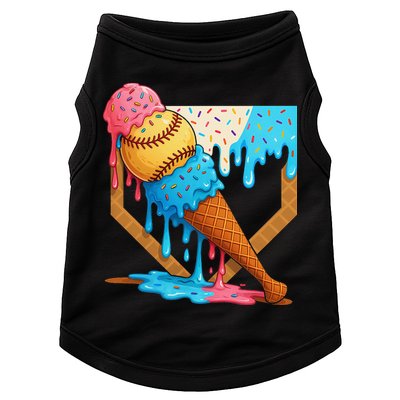 Baseball Sister Brother Drip Ice Cream Baseball Game Day Doggie Tank