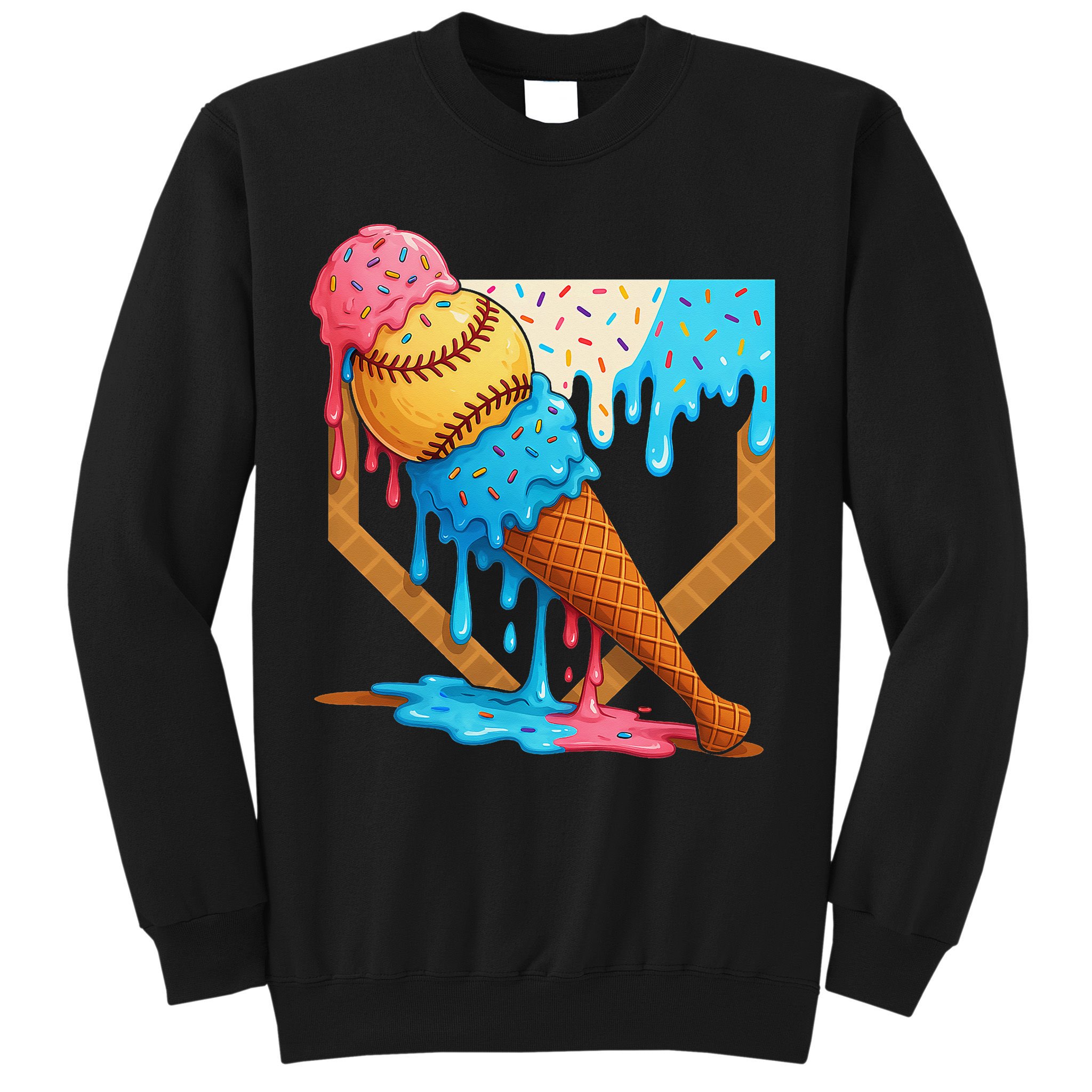 Baseball Sister Brother Drip Ice Cream Baseball Game Day Sweatshirt