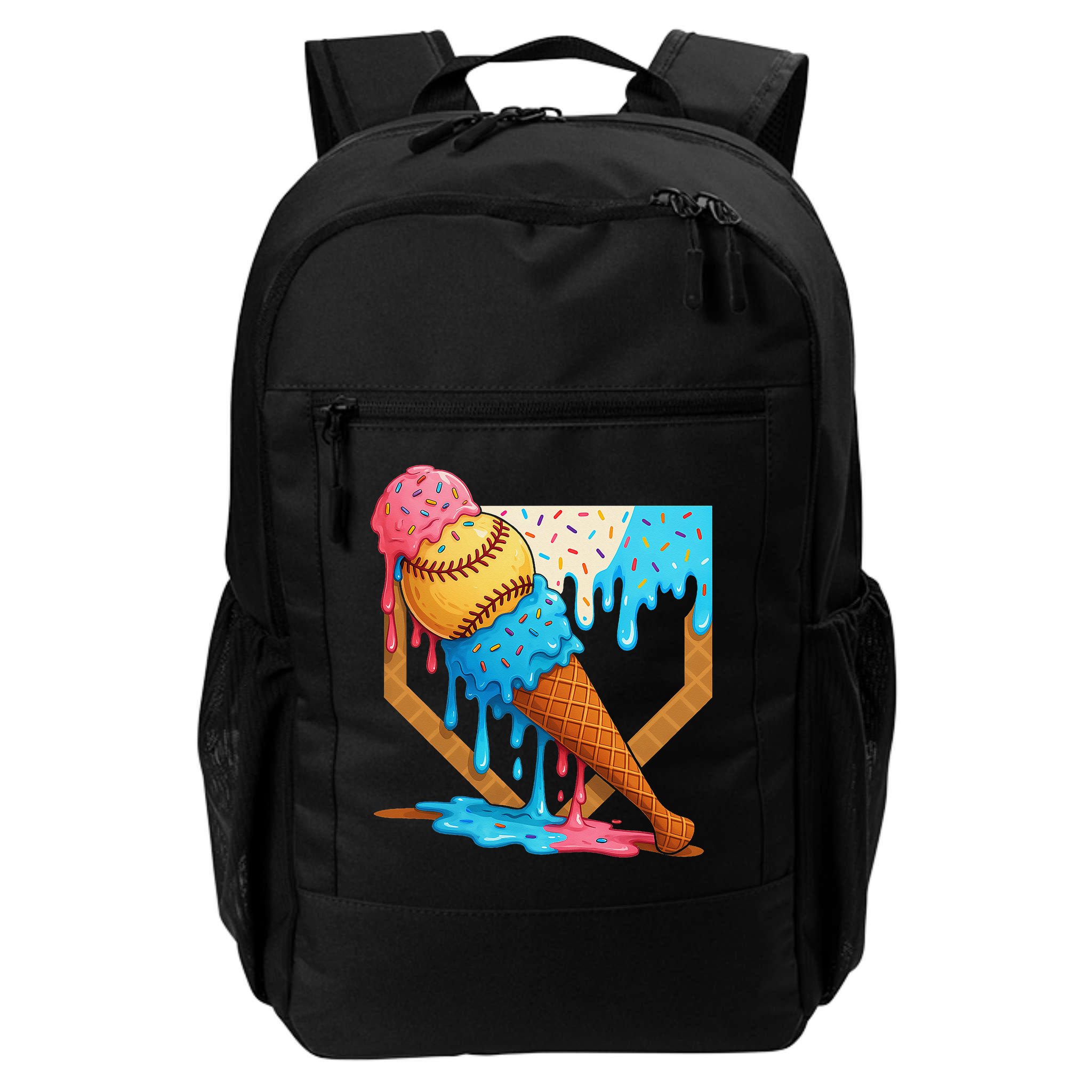 Baseball Sister Brother Drip Ice Cream Baseball Game Day Backpack