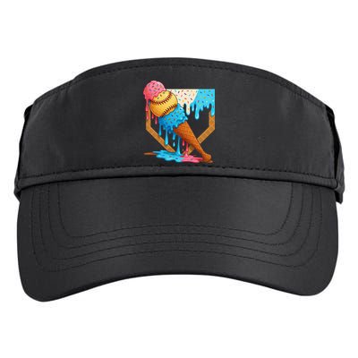 Baseball Sister Brother Drip Ice Cream Baseball Game Day Adult Drive Performance Visor