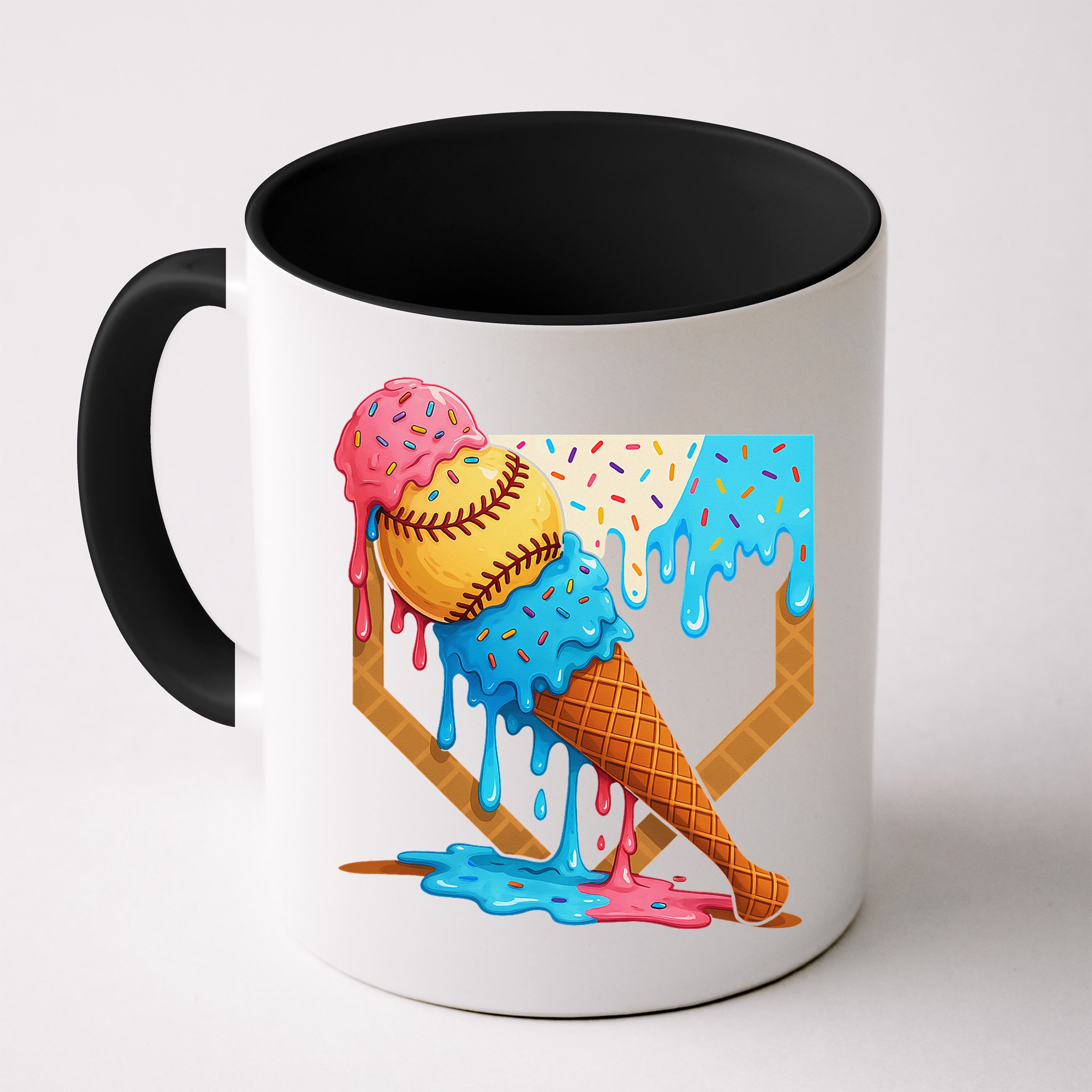 Baseball Sister Brother Drip Ice Cream Baseball Game Day Mug