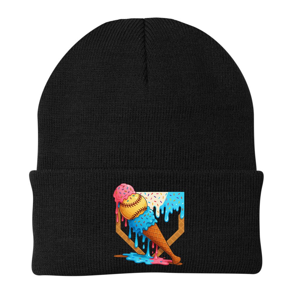 Baseball Sister Brother Drip Ice Cream Baseball Game Day Beanie