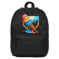 Baseball Sister Brother Drip Ice Cream Baseball Game Day 16 in Basic Backpack