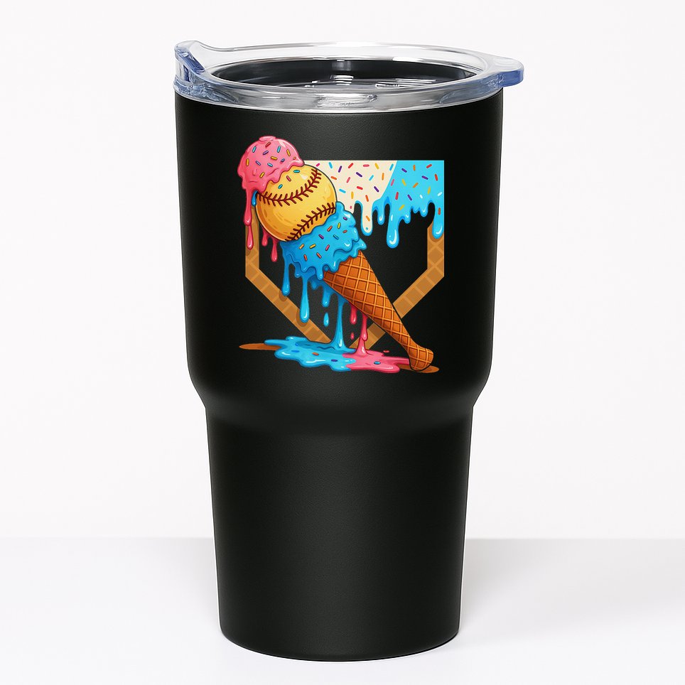 Baseball Sister Brother Drip Ice Cream Baseball Game Day Tumbler