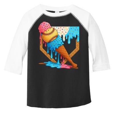 Baseball Sister Brother Drip Ice Cream Baseball Game Day Toddler Fine Jersey T-Shirt