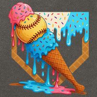 Baseball Sister Brother Drip Ice Cream Baseball Game Day Cotton Canvas Backpack