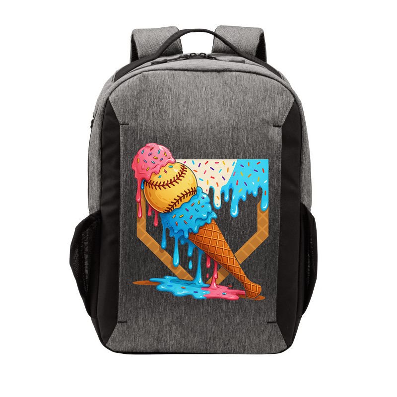 Baseball Sister Brother Drip Ice Cream Baseball Game Day Vector Backpack