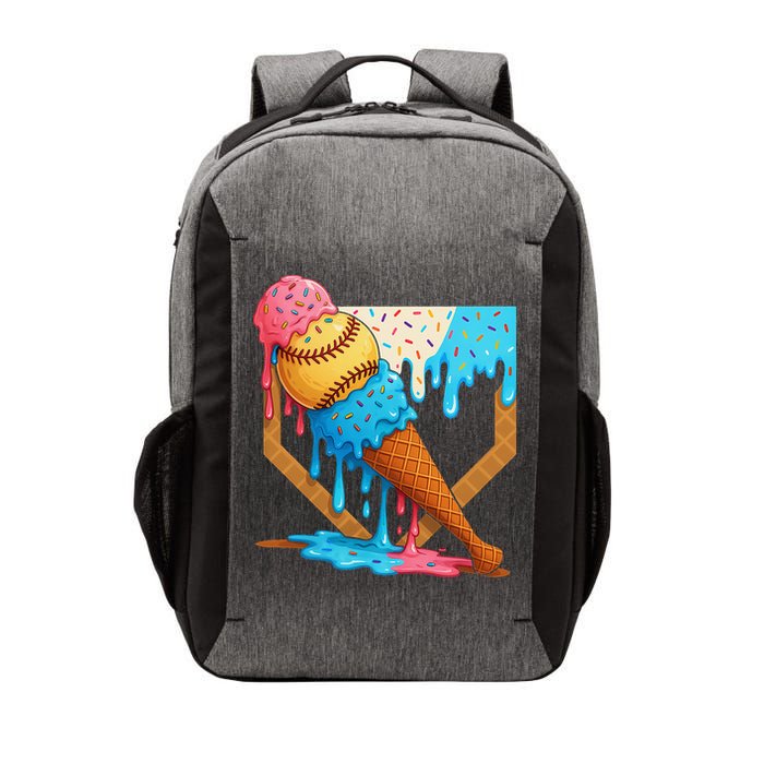 Baseball Sister Brother Drip Ice Cream Baseball Game Day Vector Backpack