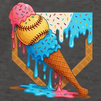 Baseball Sister Brother Drip Ice Cream Baseball Game Day Vector Backpack