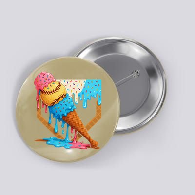 Baseball Sister Brother Drip Ice Cream Baseball Game Day Button