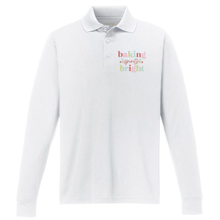 Baking Spirits Bright Christmas Baking Holiday Season Performance Long Sleeve Polo