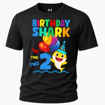 Birthday Shark Baby For 2 Year Old Boy In Blue Two Two Performance Shirt