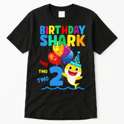 Birthday Shark Baby For 2 Year Old Boy In Blue Two Two Tall T-Shirt