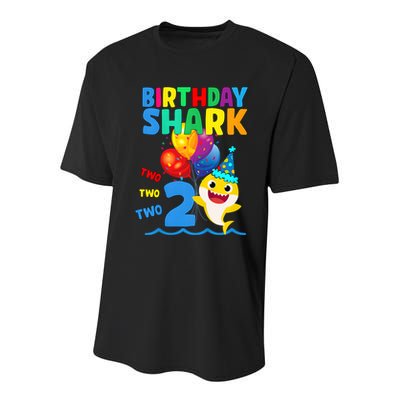 Birthday Shark Baby For 2 Year Old Boy In Blue Two Two Youth Performance Sprint T-Shirt