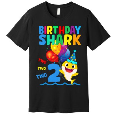 Birthday Shark Baby For 2 Year Old Boy In Blue Two Two Premium T-Shirt
