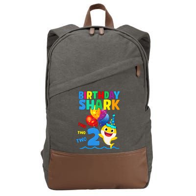 Birthday Shark Baby For 2 Year Old Boy In Blue Two Two Cotton Canvas Backpack