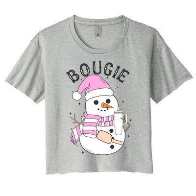 Boojee Snowman Bougie Snowman Stanley Women's Crop Top Tee