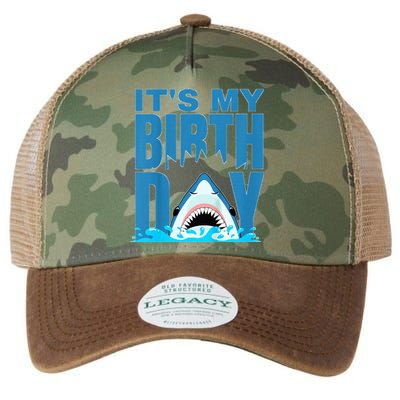 Blue Shark Birthday Shark Bite Its My Birthday Legacy Tie Dye Trucker Hat