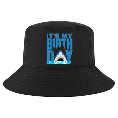 Blue Shark Birthday Shark Bite Its My Birthday Cool Comfort Performance Bucket Hat