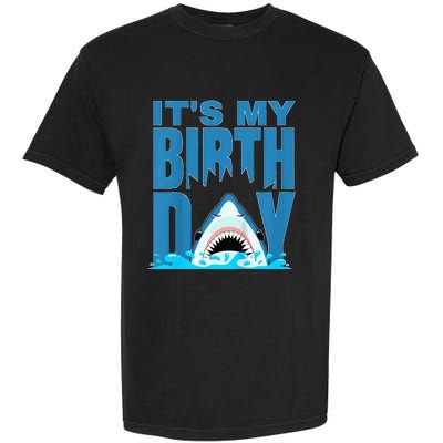 Blue Shark Birthday Shark Bite Its My Birthday Garment-Dyed Heavyweight T-Shirt