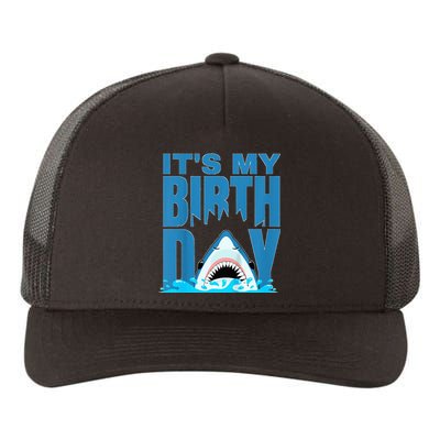 Blue Shark Birthday Shark Bite Its My Birthday Yupoong Adult 5-Panel Trucker Hat