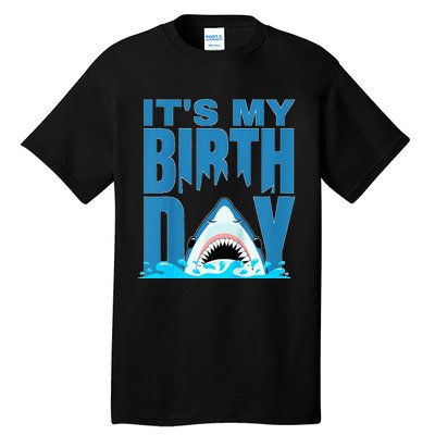 Blue Shark Birthday Shark Bite Its My Birthday Tall T-Shirt