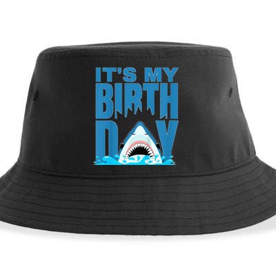 Blue Shark Birthday Shark Bite Its My Birthday Sustainable Bucket Hat