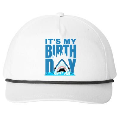 Blue Shark Birthday Shark Bite Its My Birthday Snapback Five-Panel Rope Hat