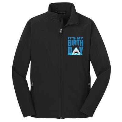 Blue Shark Birthday Shark Bite Its My Birthday Core Soft Shell Jacket