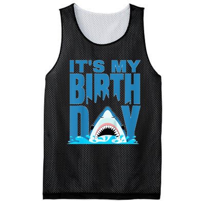 Blue Shark Birthday Shark Bite Its My Birthday Mesh Reversible Basketball Jersey Tank