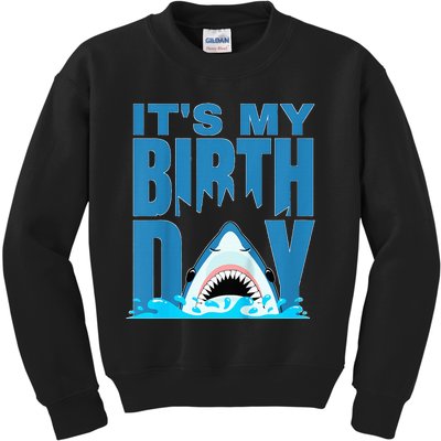 Blue Shark Birthday Shark Bite Its My Birthday Kids Sweatshirt