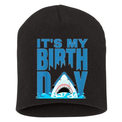 Blue Shark Birthday Shark Bite Its My Birthday Short Acrylic Beanie