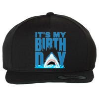 Blue Shark Birthday Shark Bite Its My Birthday Wool Snapback Cap