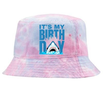 Blue Shark Birthday Shark Bite Its My Birthday Tie-Dyed Bucket Hat