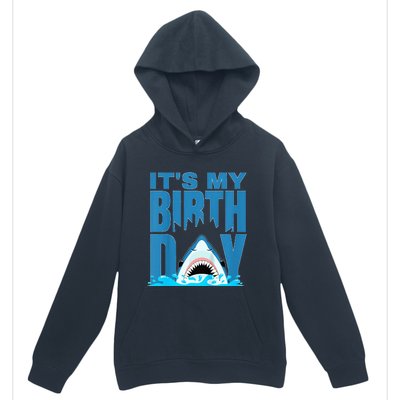 Blue Shark Birthday Shark Bite Its My Birthday Urban Pullover Hoodie