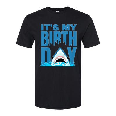 Blue Shark Birthday Shark Bite Its My Birthday Softstyle® CVC T-Shirt