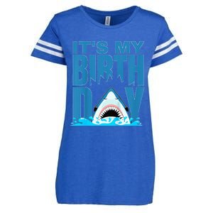 Blue Shark Birthday Shark Bite Its My Birthday Enza Ladies Jersey Football T-Shirt