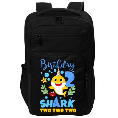 Birthday Shark Baby For 2 Year Old Boy In Blue Two Impact Tech Backpack