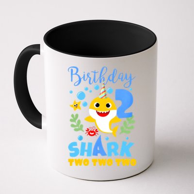 Birthday Shark Baby For 2 Year Old Boy In Blue Two Mug